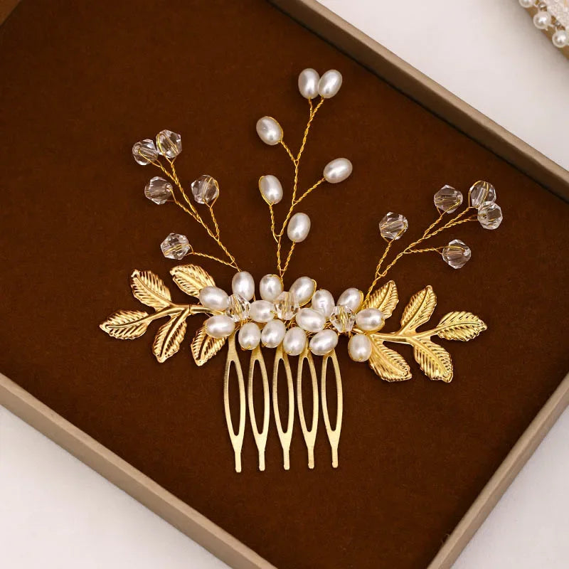 Crystal Pearl Hair Comb Clip - Piña Colada