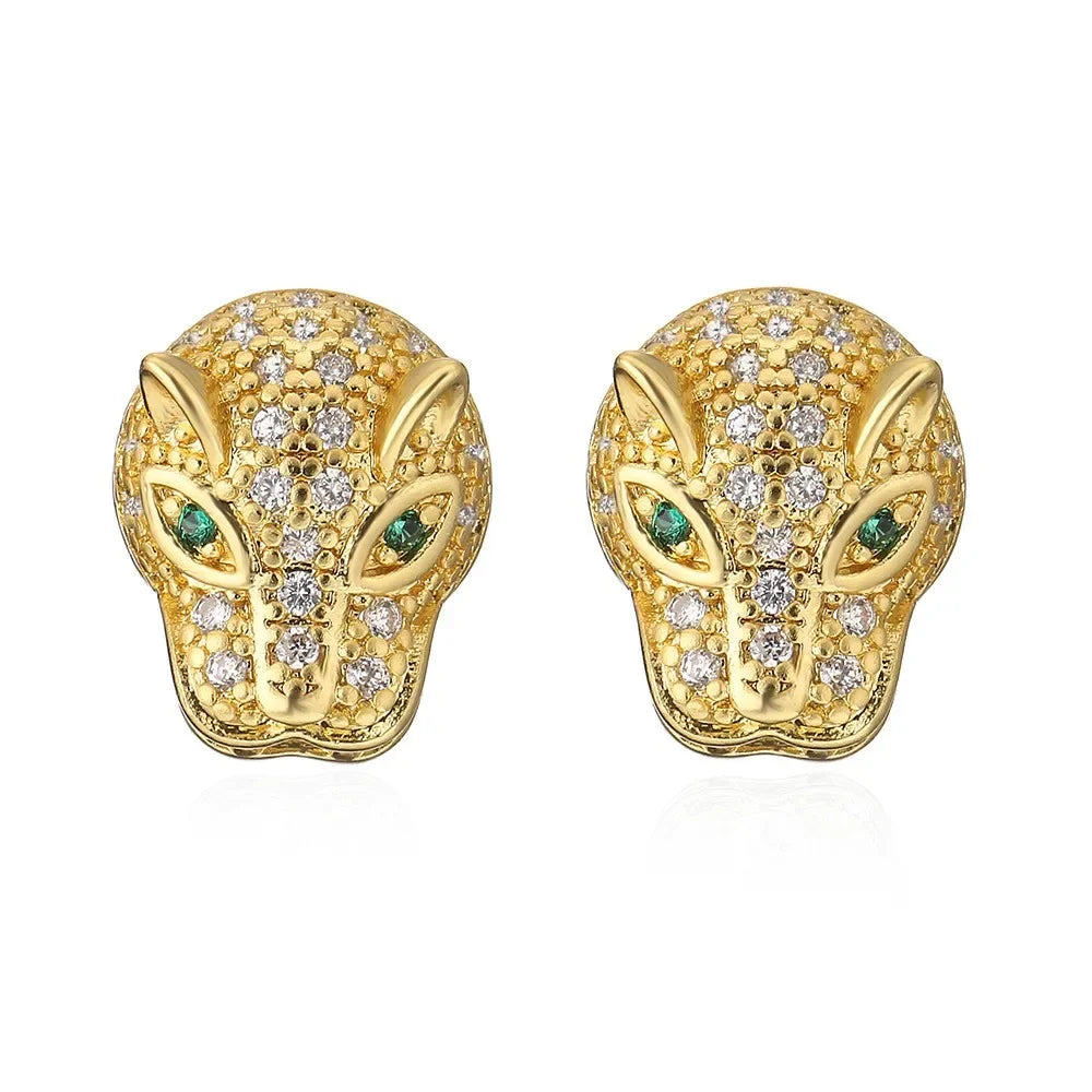 Leopard Head Stud Earrings - Piña Colada