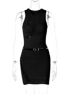 Dulzura Hollow Out Knit Mini Dress – Autumn High Street Look - Piña Colada