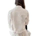 Pearl Beaded Denim Jacket - Piña Colada