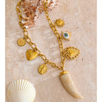 Gold Heart Resin Pendant Necklace