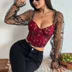 Mesh Long Sleeve Corset - Piña Colada