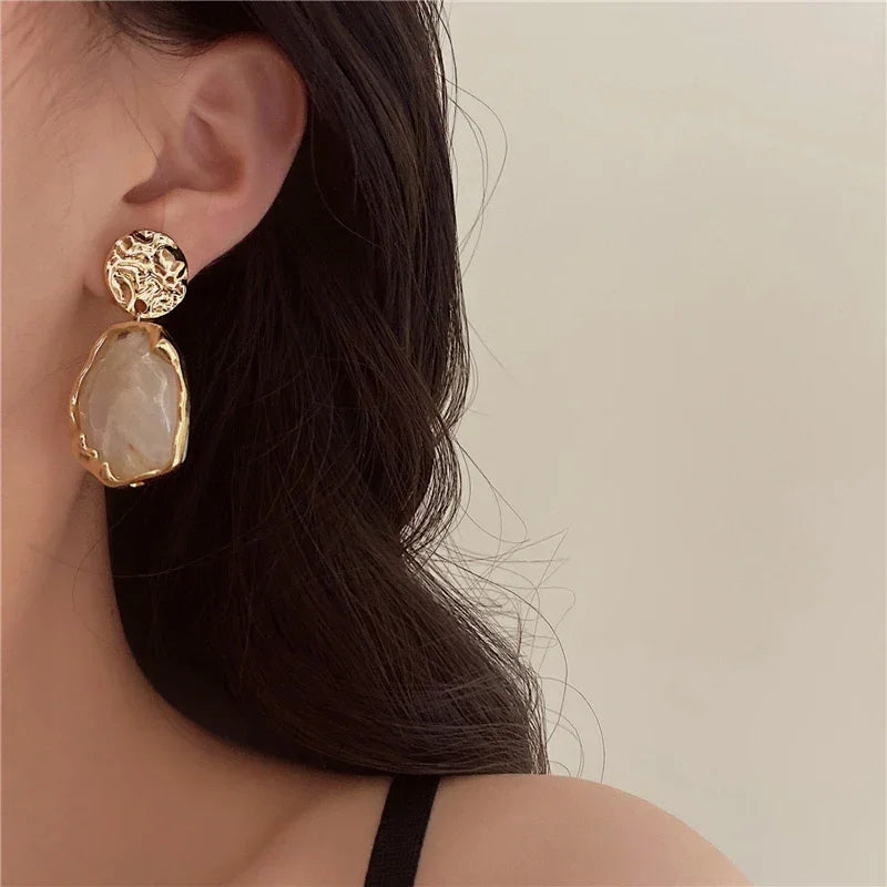 Geometry Irregularity Resin Stud Earrings - Piña Colada