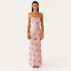 Sequin Backless Long Halter Dress - Piña Colada
