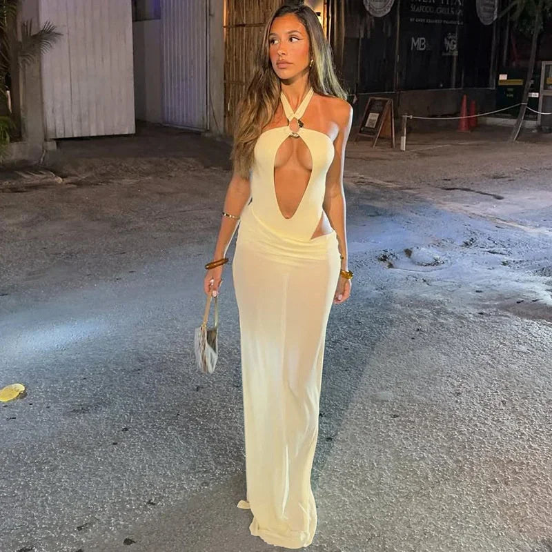 Halter Bodysuit & Maxi Skirt Set - Piña Colada