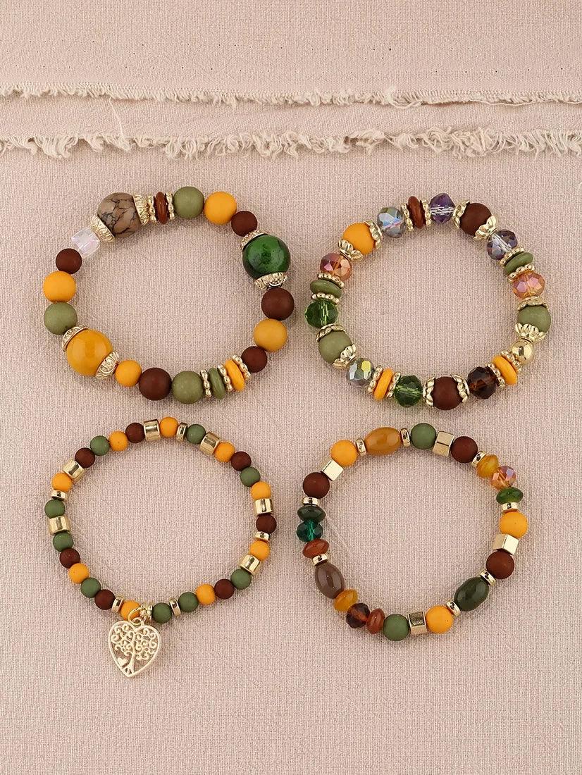 Boho Acrylic Beads Bracelet Set - Piña Colada