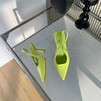 Slip-On Slingback Pumps – Pointed Toe & Thin Heels - Piña Colada