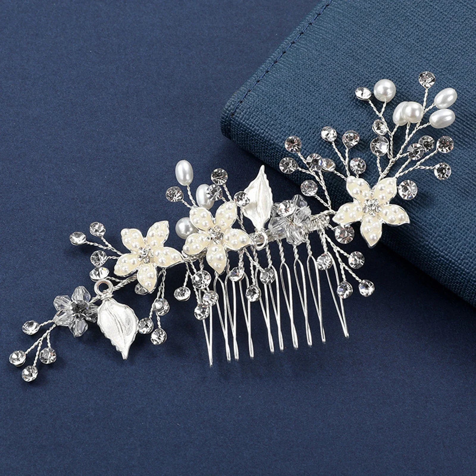 Crystal Pearl Hair Comb Clip - Piña Colada