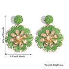 Rattan Plaited Flower Design Pearl Earrings - Piña Colada