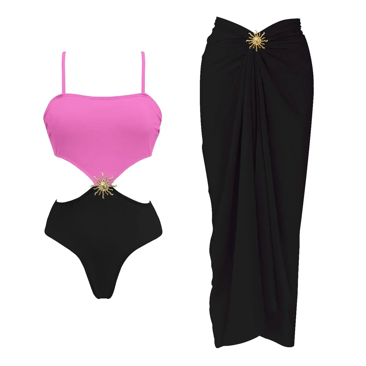 2Pcs One Shoulder Swimsuit - Piña Colada