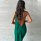 One Shoulder Backless Adjustable Scarf Maxi Dress - Piña Colada