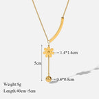 Trendy Stainless Steel Ball Pendant Necklace for Women - Piña Colada