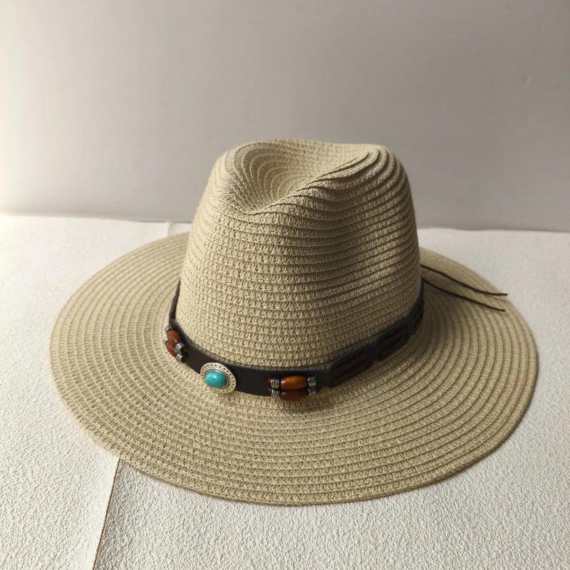 Summer Bohemian Shell Straw Hat - Piña Colada