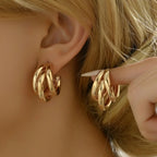 Chunky Stainless Steel Hoop Earrings - Piña Colada