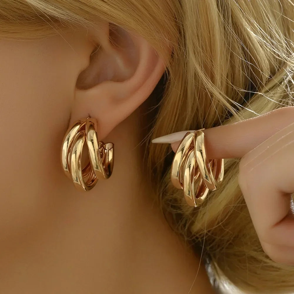 Chunky Stainless Steel Hoop Earrings - Piña Colada