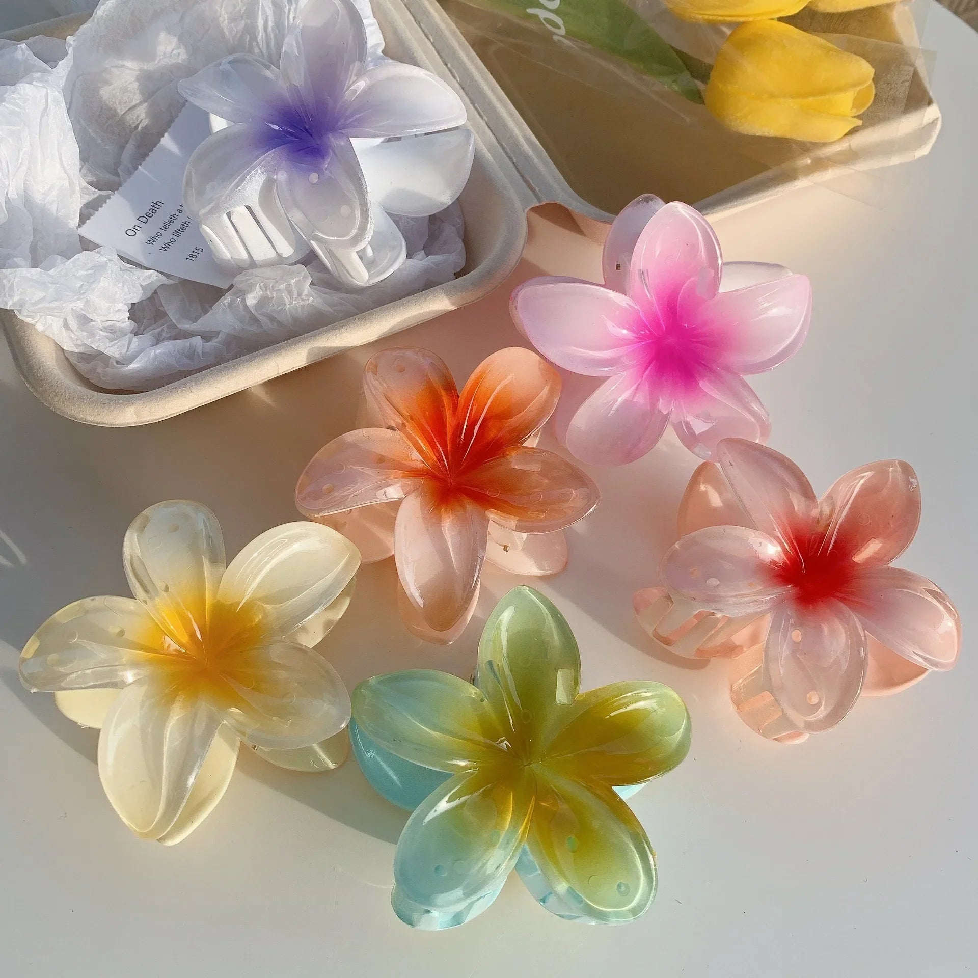 Gradient Hair Clips Women Flower - Piña Colada