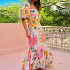 Elegant Womens Dresses Summer Print - Piña Colada