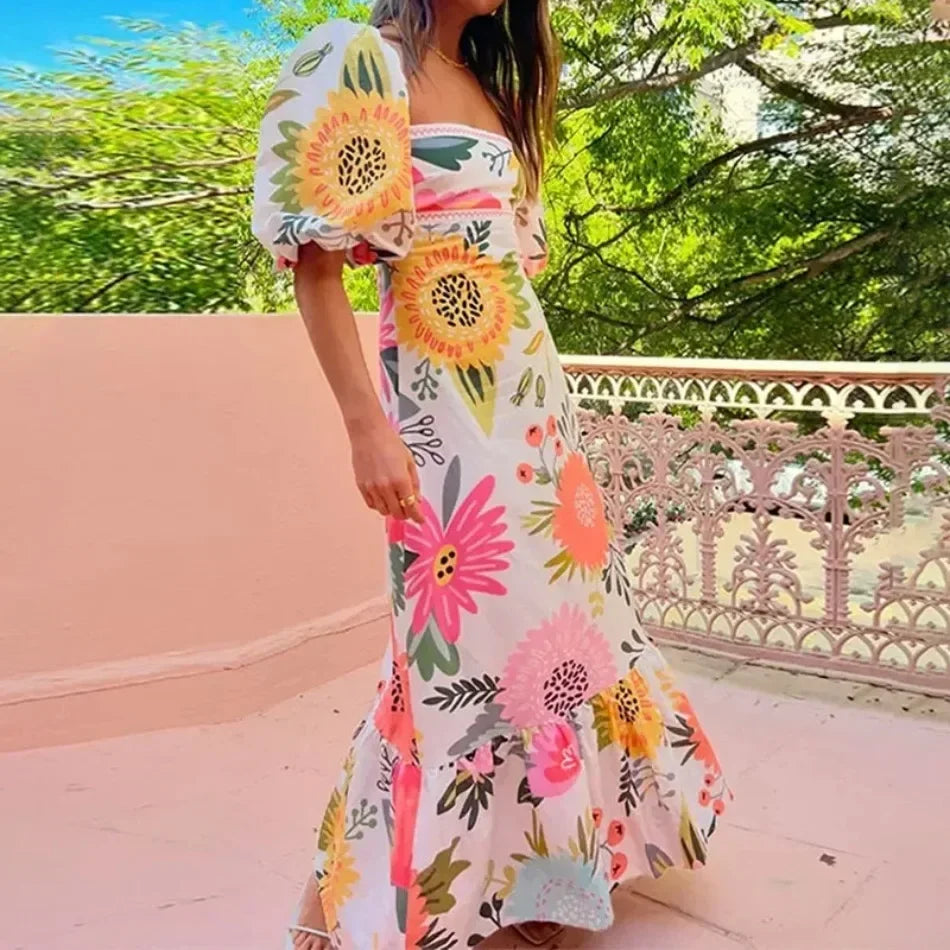 Elegant Womens Dresses Summer Print - Piña Colada