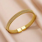 18K Gold-Plated Stainless Steel Cuff Bracelet for Women - Piña Colada