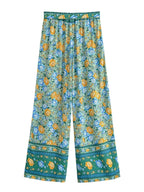 Floral Print Bohemian Wide Leg Pant - Piña Colada