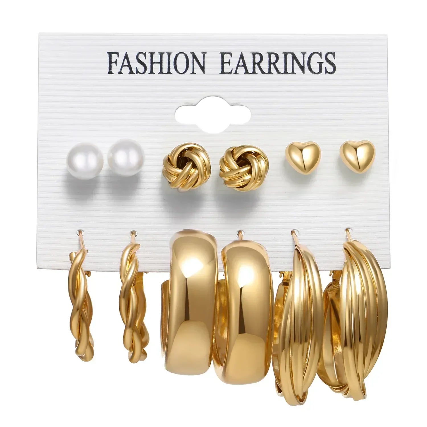 Pearl Hoop Earrings Set - Piña Colada