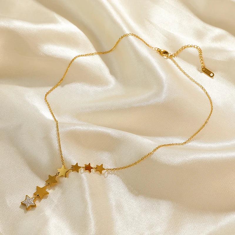 Trendy Stainless Steel Ball Pendant Necklace for Women - Piña Colada