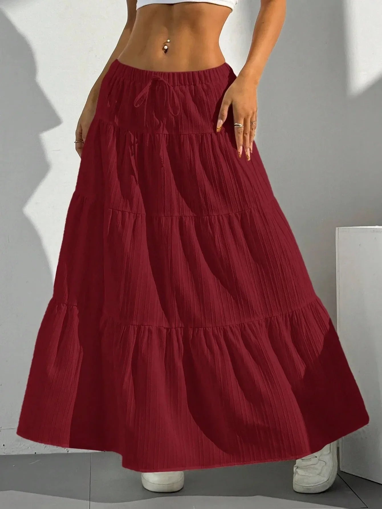 Midi Skirt with Tie Up - Piña Colada