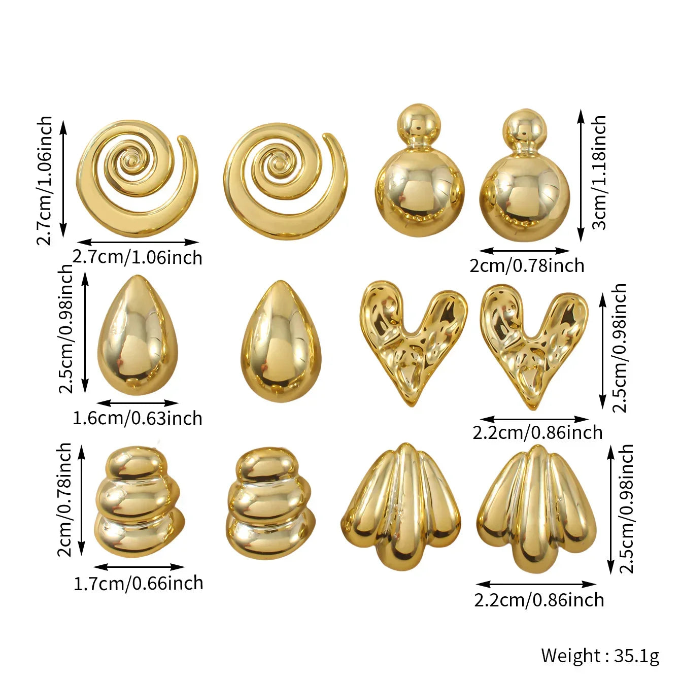 Bold Geometric Stud Earrings - Piña Colada