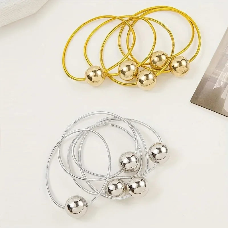 4pcs Golden Silvery Ball Elastic - Piña Colada