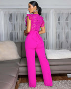 Lace Splice Fitness Jumpsuit - Piña Colada