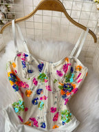 Sequined Slim Fit High-Waist Bodysuit - Piña Colada