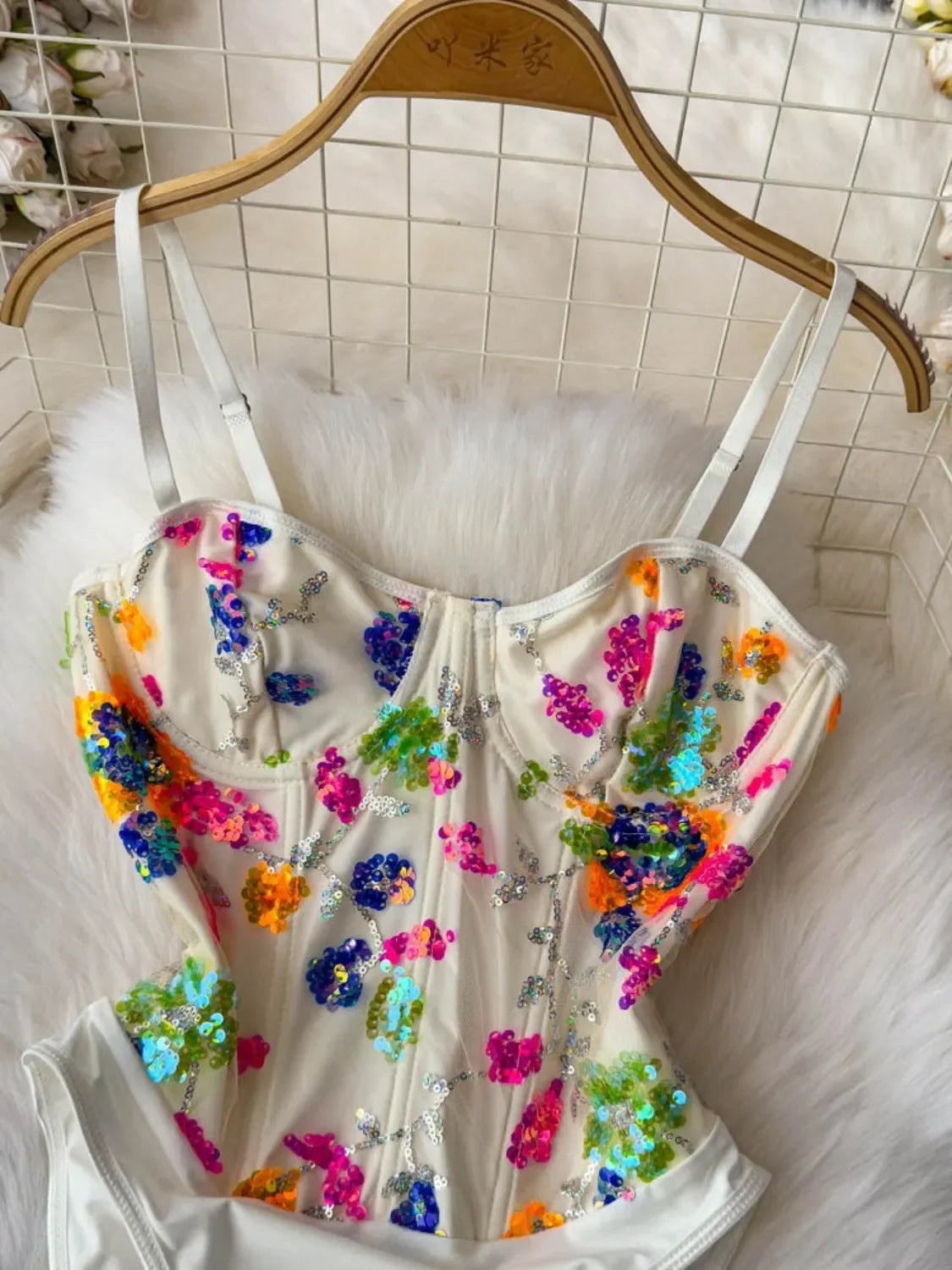 Sequined Slim Fit High-Waist Bodysuit - Piña Colada