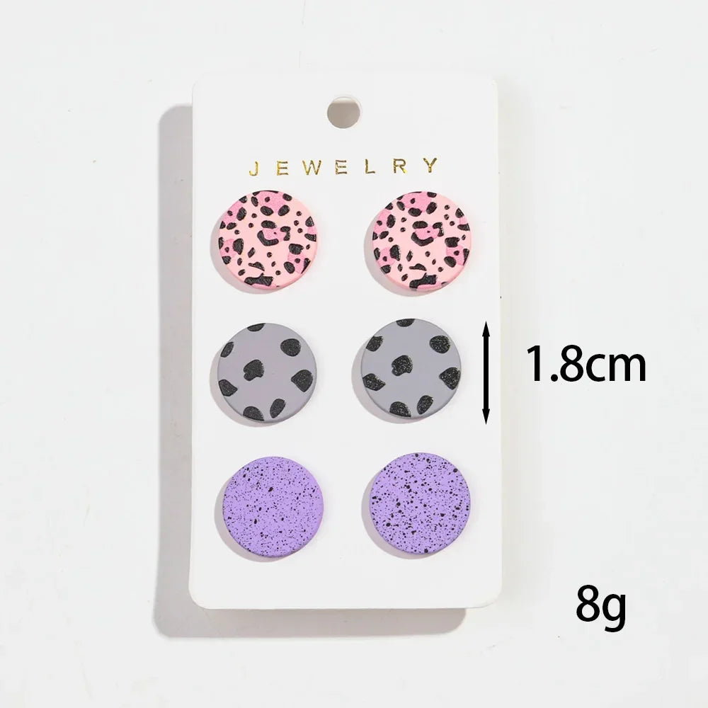 3Pairs/set Colorful Acrylic Earrings - Piña Colada