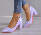 7cm Chunky Heels Pumps - Piña Colada