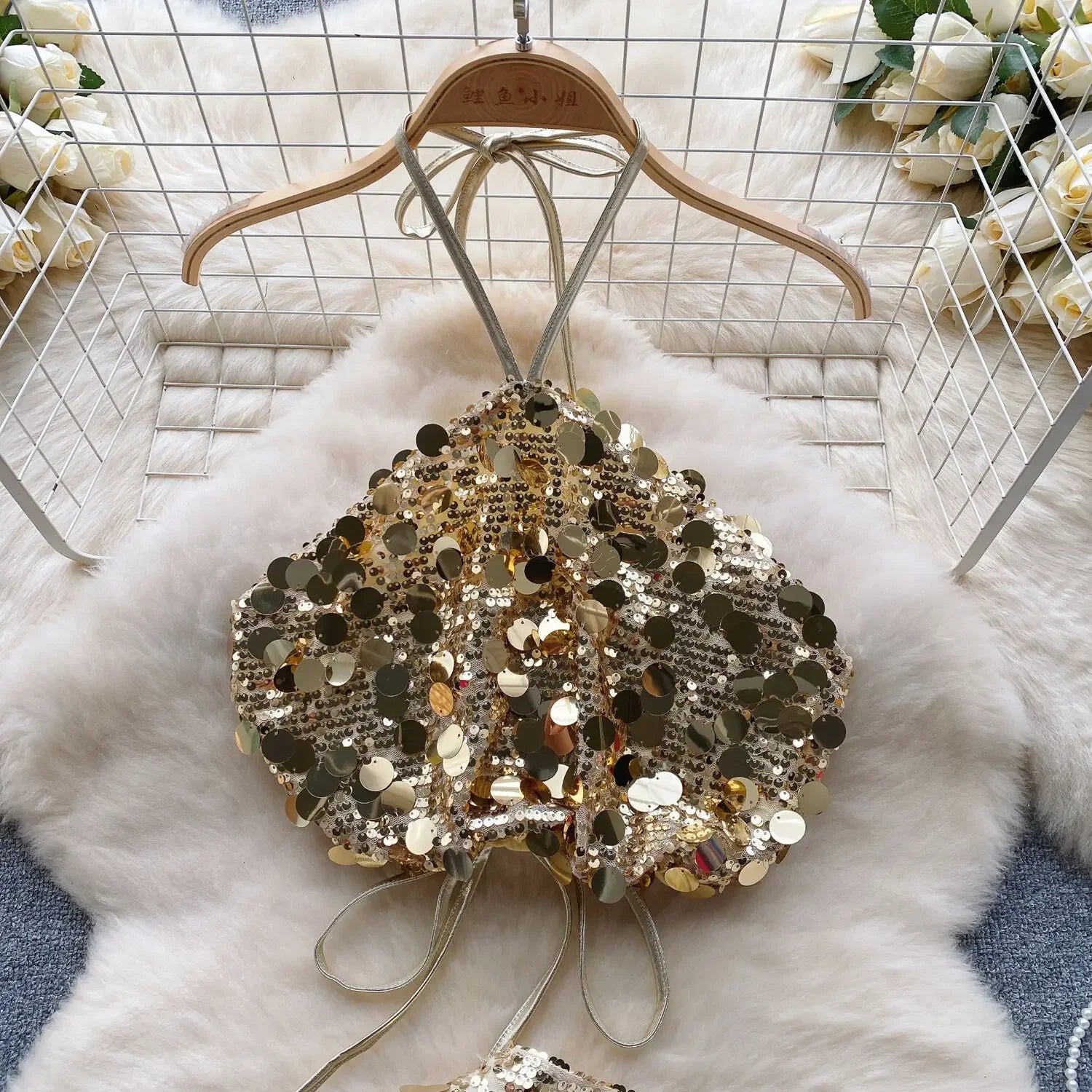 Sequin Top And Skirt Set Sparkly - Piña Colada