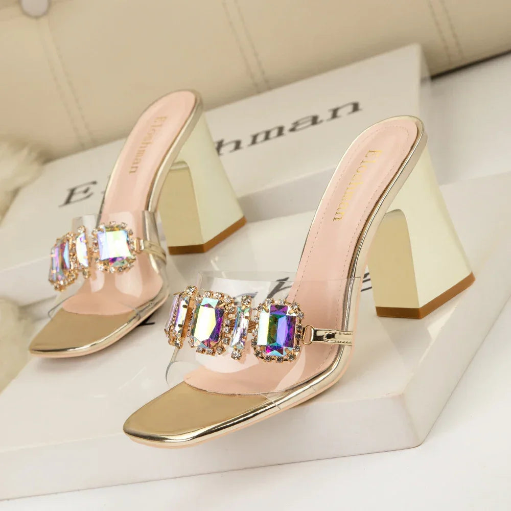 Metal Crystal Sandals - Piña Colada