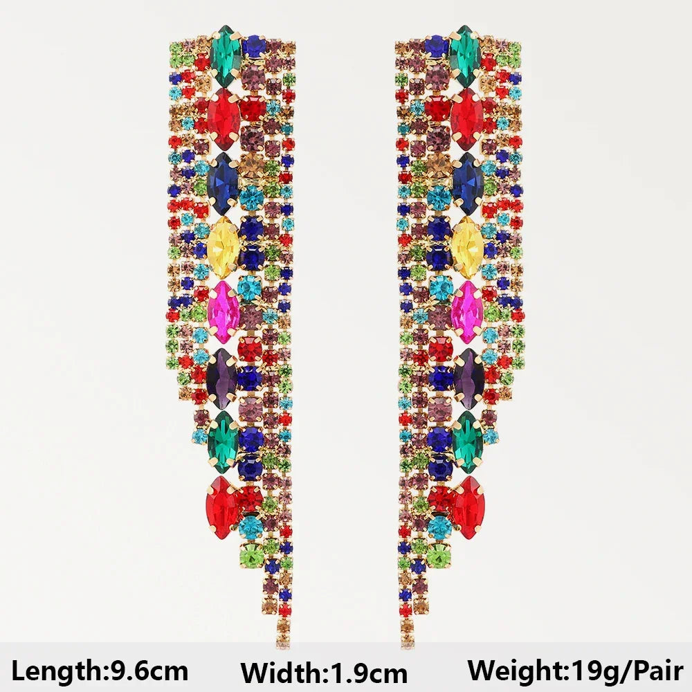 Boho Multicolor Beaded Crystal Dangle Earrings - Piña Colada
