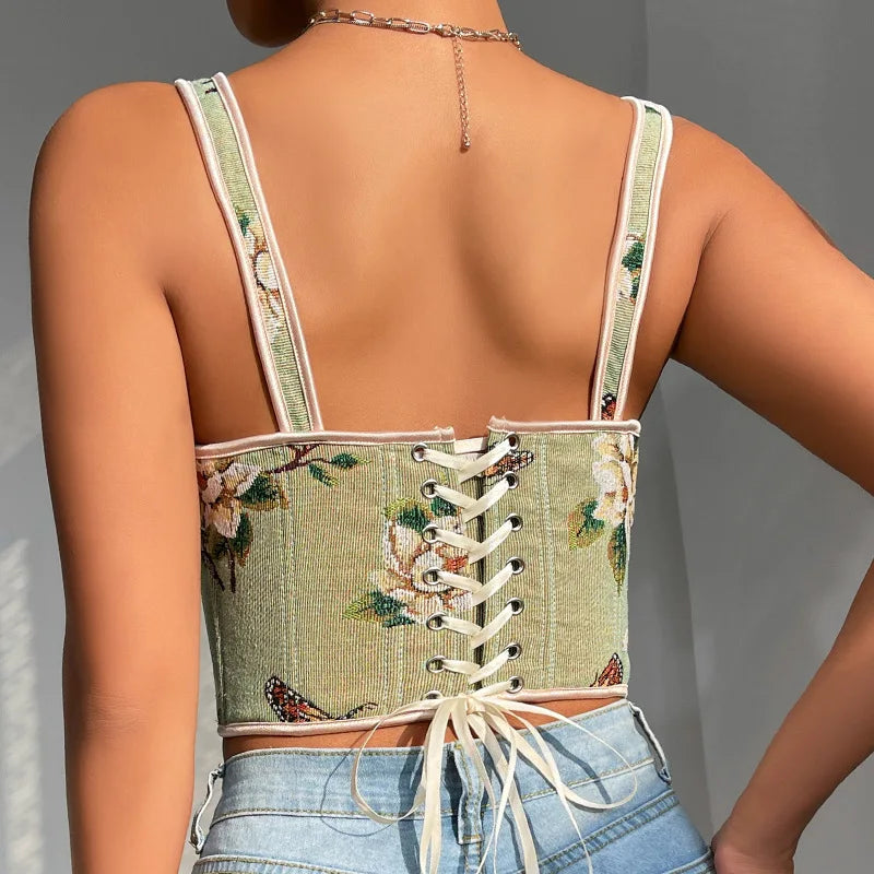 Printed Floral Bustier Top