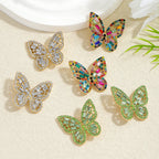 Colorful Crystal Butterfly Stud Earrings - Piña Colada