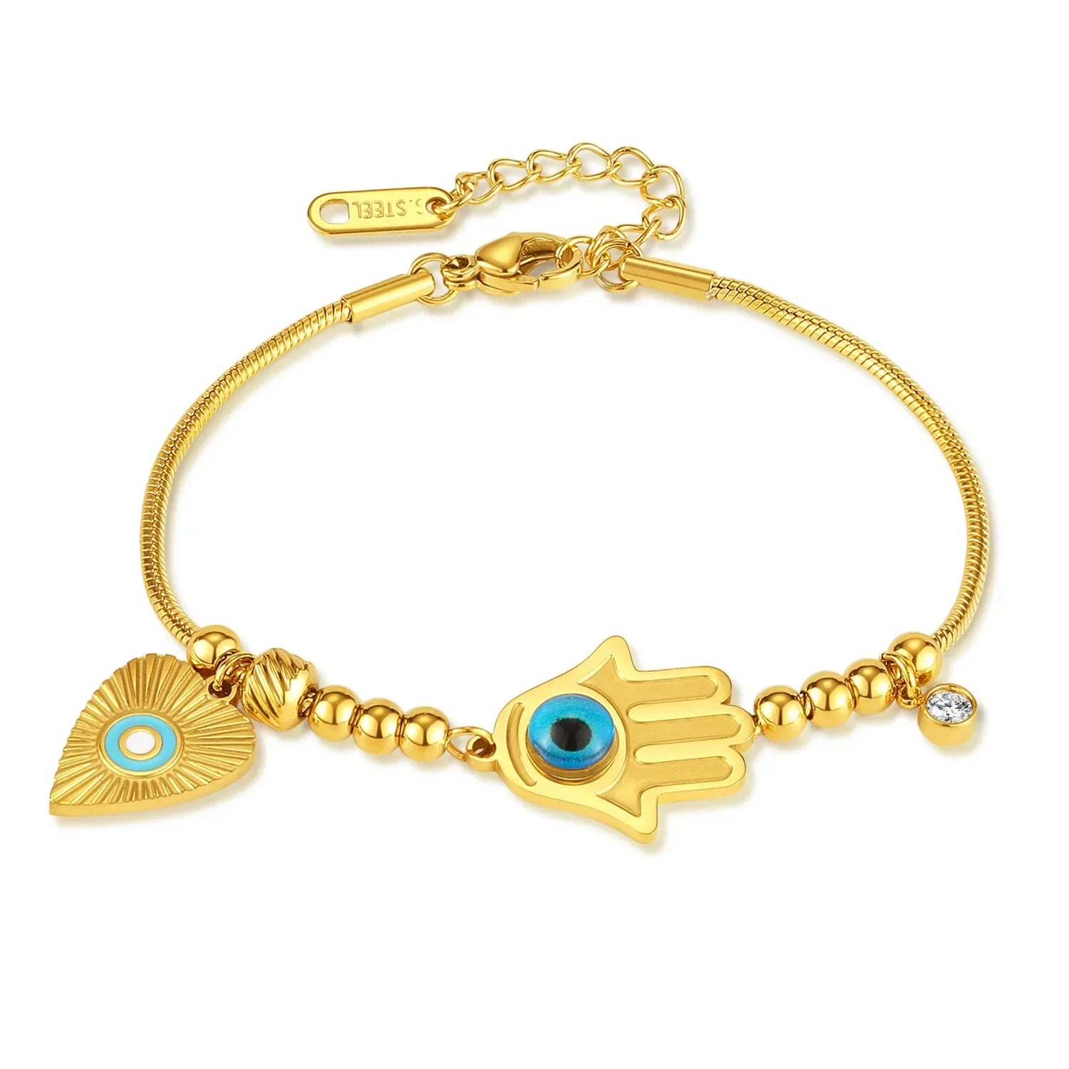 316L Stainless Steel Fatima's Blue Eye Charm - Piña Colada
