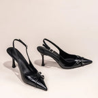 Pointed Toe High-heeled Shoes - Piña Colada