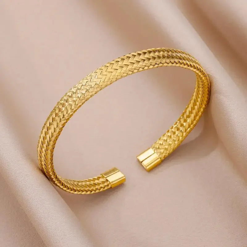 18K Gold-Plated Stainless Steel Cuff Bracelet for Women - Piña Colada