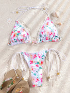 Floral Print Bordered Bikini Set