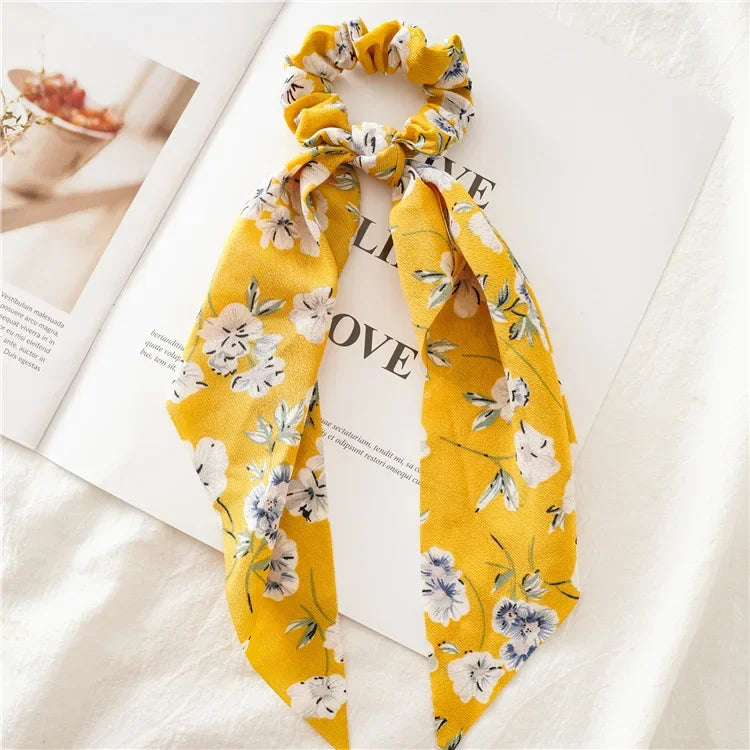 Print Bow Satin Long Ribbon - Piña Colada