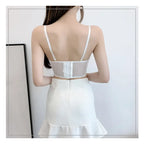 3D Floral Embroidered Bustier Cami Top - Piña Colada
