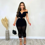 Mesh Elegance Slim-Fit Two-Piece Set – Formal &amp; Sexy Look - Piña Colada