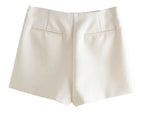 Asymmetrical High Waist Zipper Shorts - Piña Colada