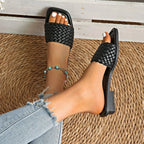 Everyday Essential Flat Sandals – Minimalist PU Slip-Ons - Piña Colada