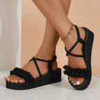 Women’s Gladiator Platform Sandals with Wedge Heel - Piña Colada