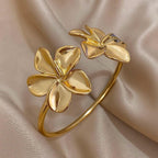 Stainless Steel Double Flower Cuff Bracelet - Piña Colada